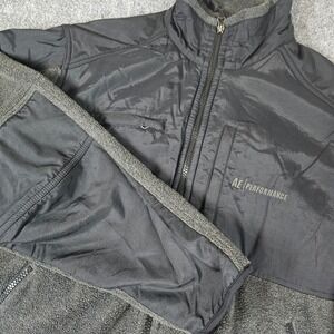 AE Performance Fleece Lined Jacket Black Gray Full Zip Mens XS